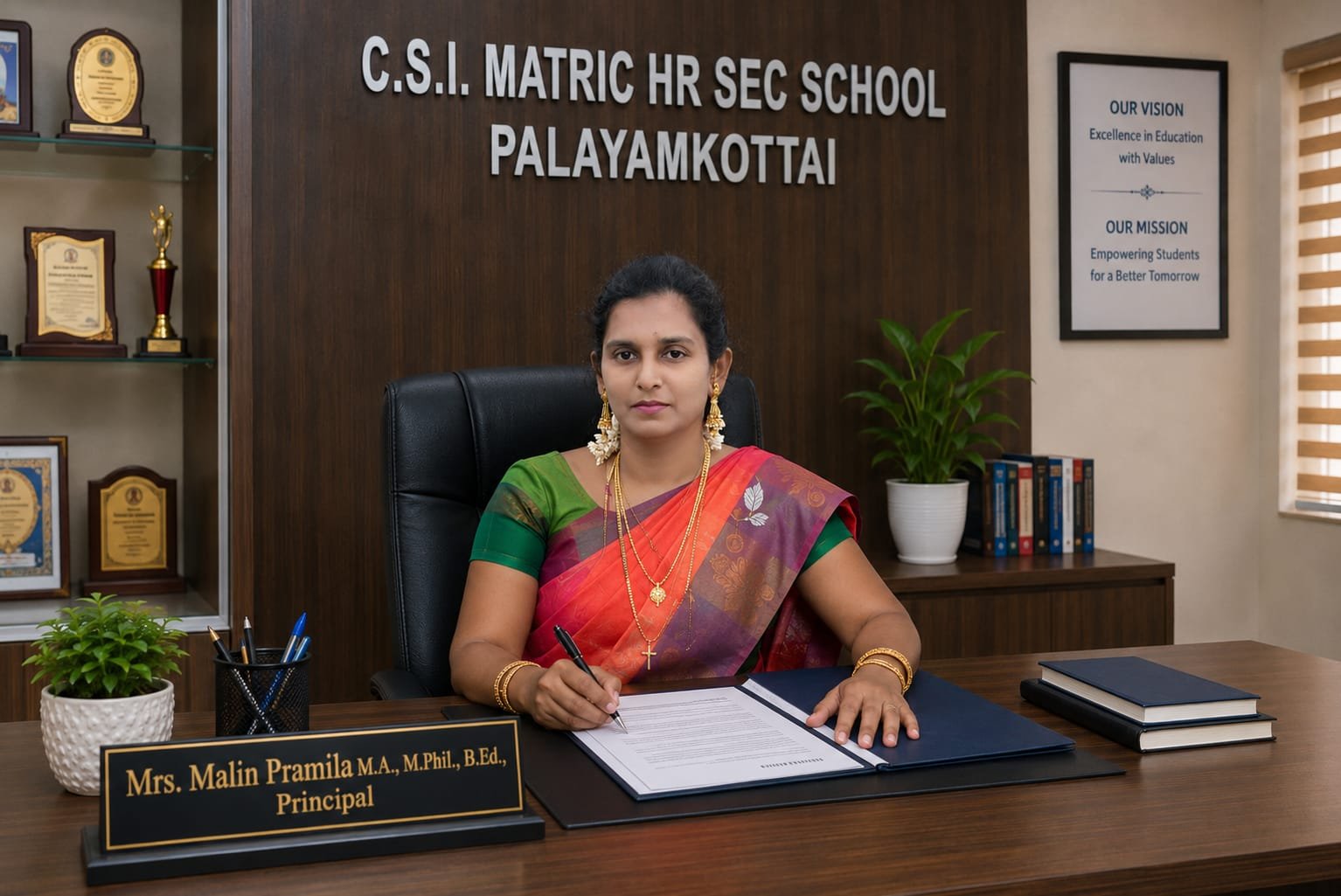 Mrs. Malin Pramila – Principal, CSI Matric Higher Secondary School