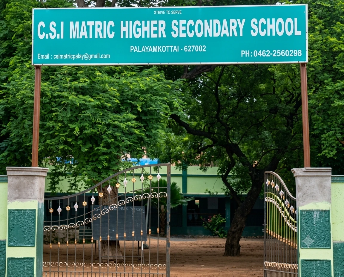 Main building of CSI Matric Higher Secondary School campus, Thiruvananthapuram Road, Palayamkottai